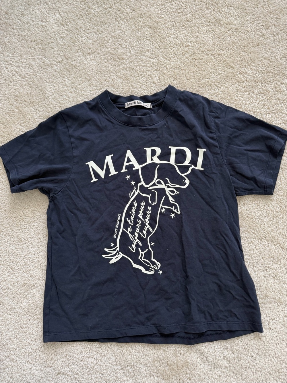 Graphic Short Sleeve Tee in Navy with Dog Print
